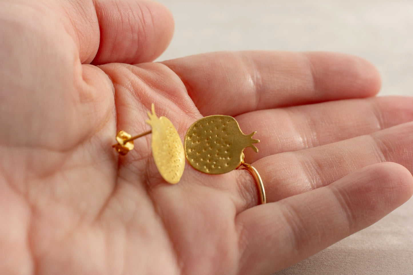 Micron gold plated sterling silver pomegranate studs