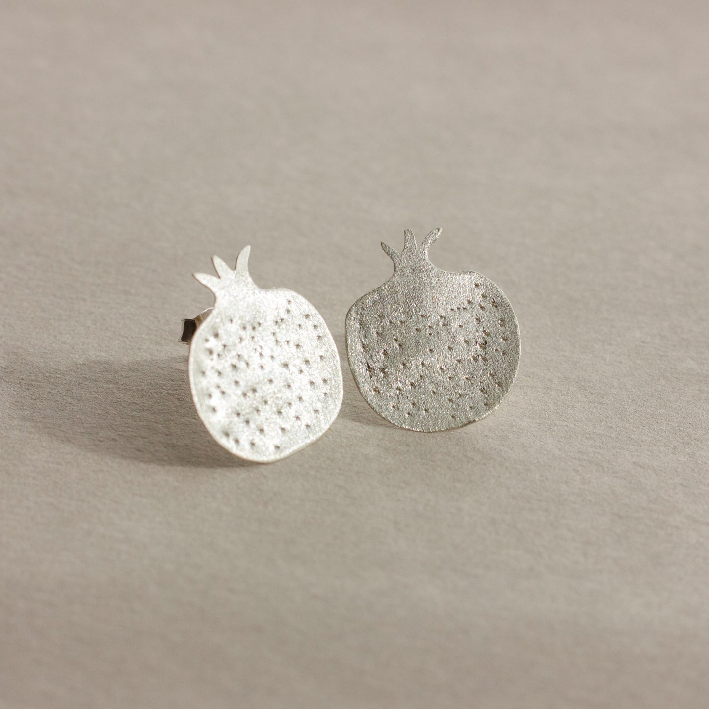 Silver handmade pomegranate earrings
