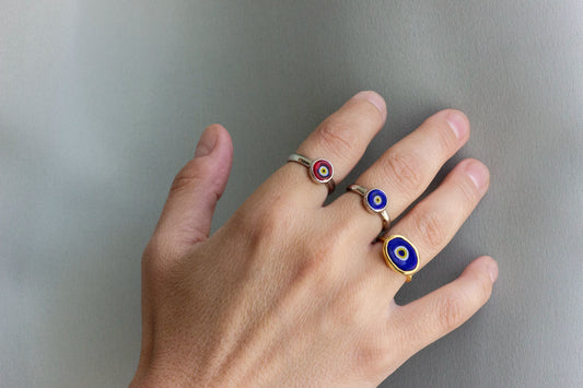 Adjustable 925 Blue Evil Eye Ring