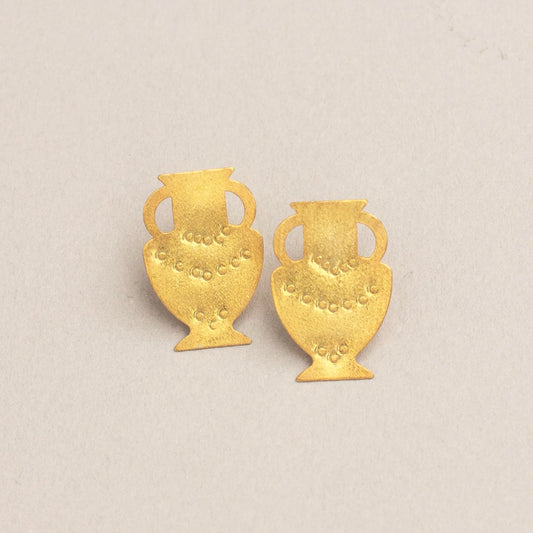 Ancient Greek vermeil gold handcrafted amphora earrings
