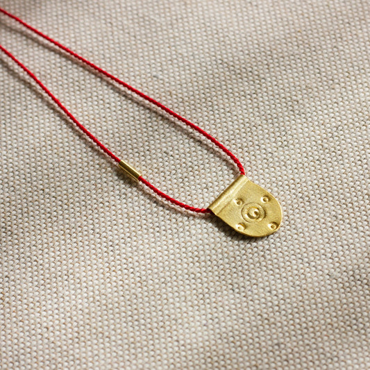 Harmony of the Spheres talisman necklace – handcrafted 24K gold-plated silver pendant on natural silk cord'