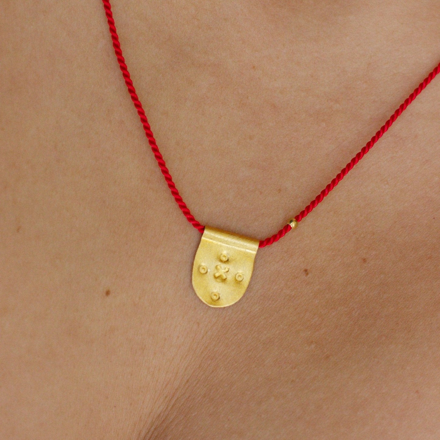 Cross – Tarnish-Free Gold Plated Talisman Necklace with Red Silk Thread