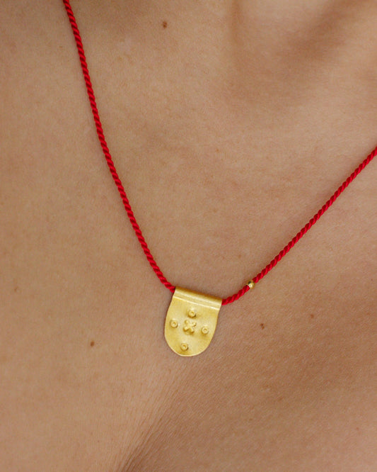 Cross – Tarnish-Free Gold Plated Talisman Necklace with Red Silk Thread
