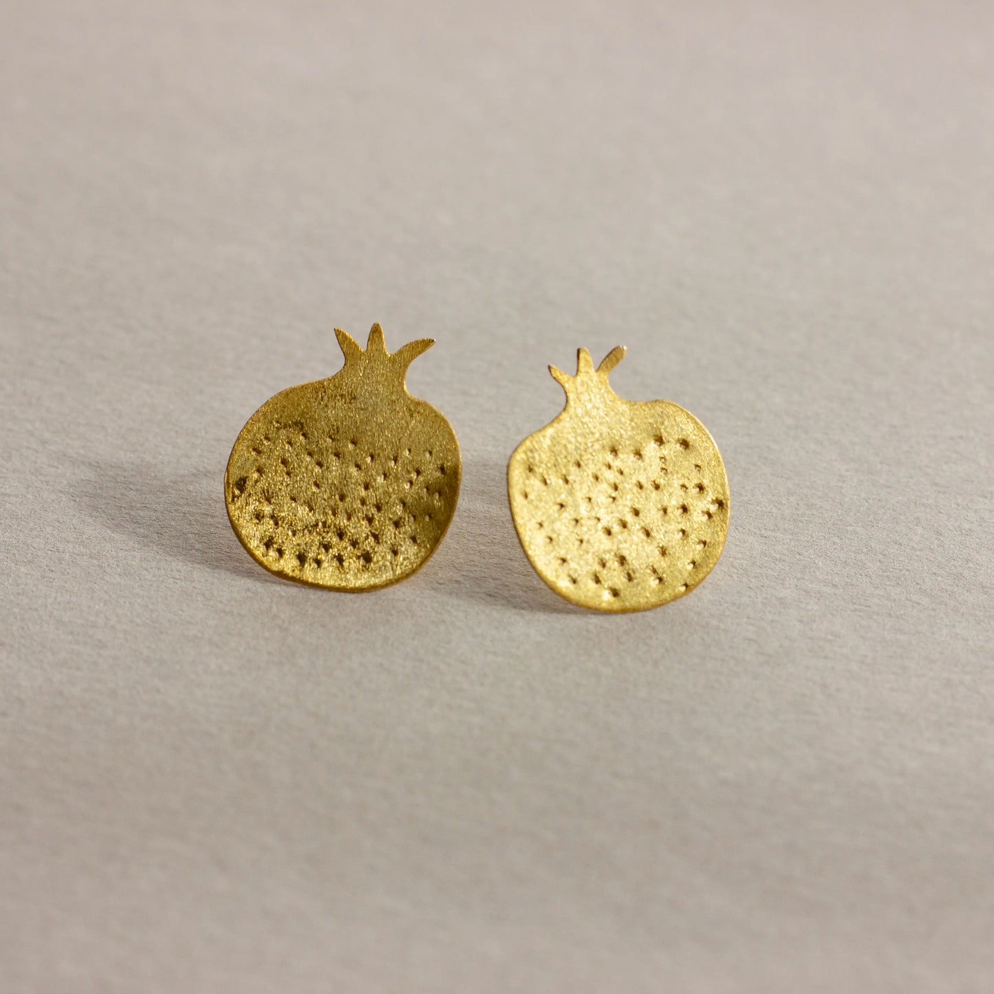 Pomegranate Earrings - 24 K micron gold plated, 925 sterling silver tarnish free stud earrings