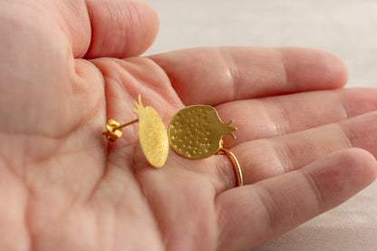 Micron gold plated sterling silver pomegranate studs