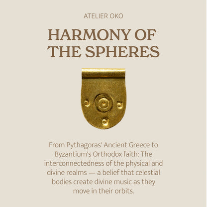 Harmony of the Spheres talisman necklace – handcrafted 24K gold-plated silver pendant on natural silk cord'