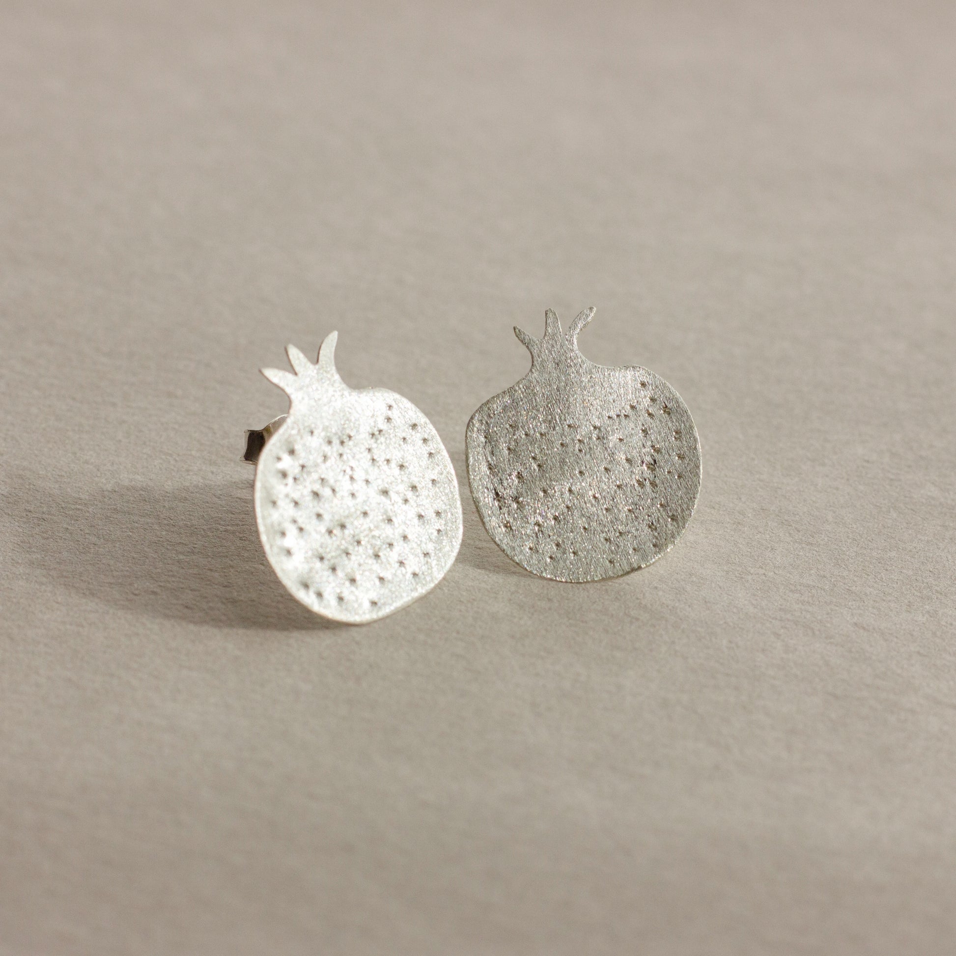 Silver handmade pomegranate earrings