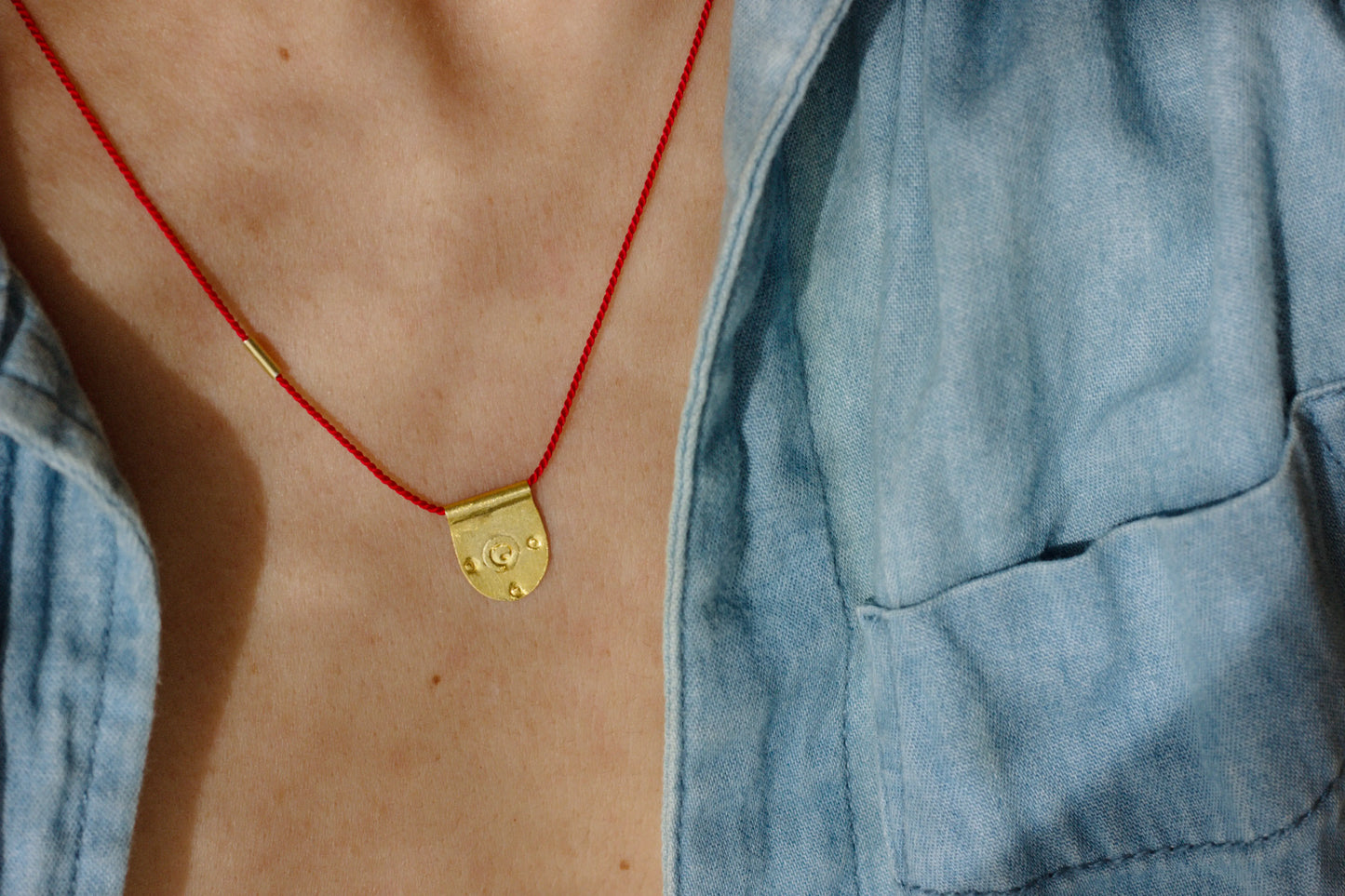 Harmony of the Spheres talisman necklace – handcrafted 24K gold-plated silver pendant on natural silk cord