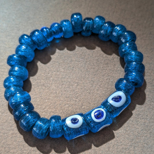 Glass Blue evil eye statement bracelet