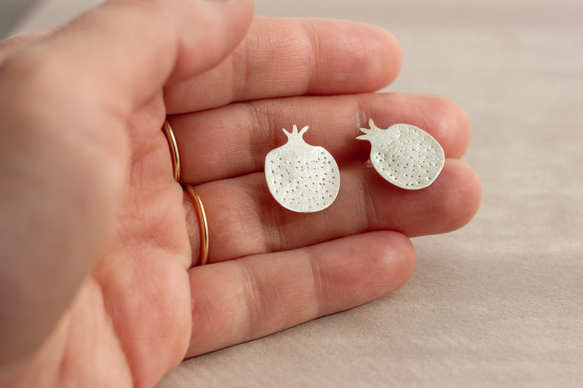 sterling silver pomegranate earrings