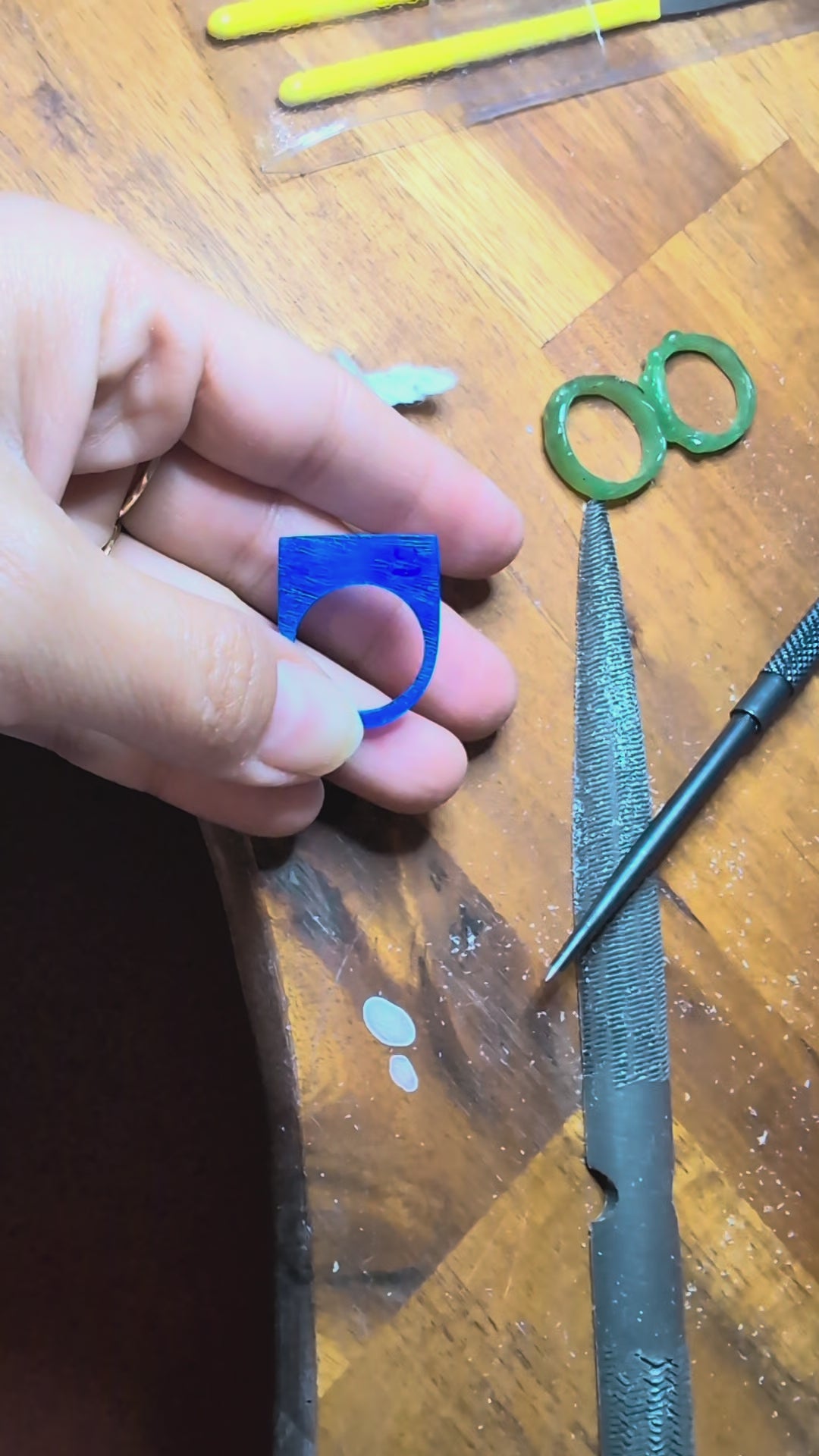 Hand-carved wax ring